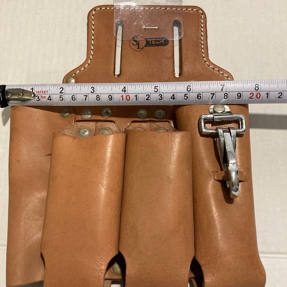 Leather tool belt pouch NEW 4 pockets and clip on - Picture 2 of 4